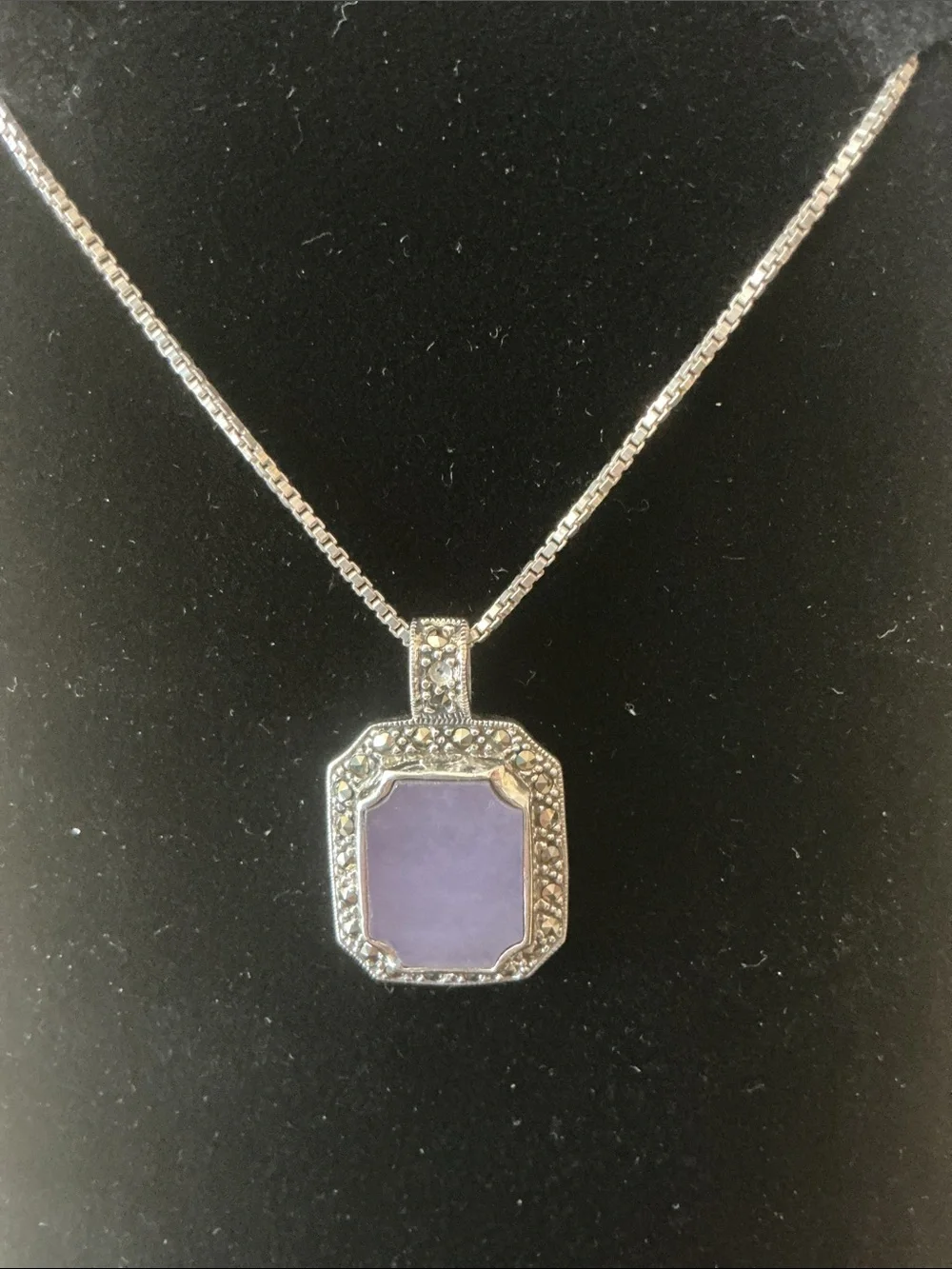 Sterling Silver Purple agate Pendant Necklace - Elegant Faceted Stone